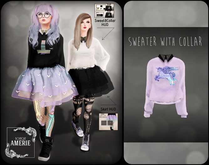 AMERIE - Sweatshirt with Collar(LAVENDER)