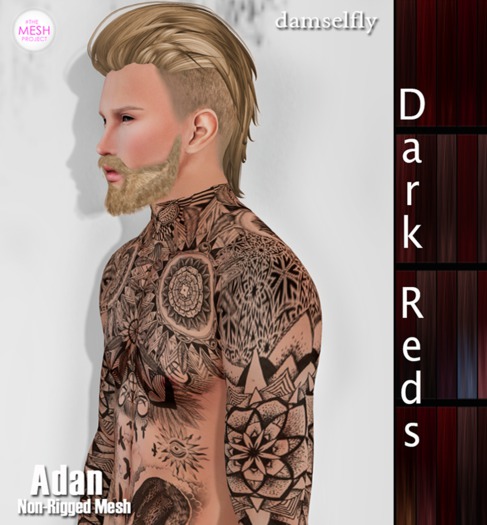 *~*Damselfly*~*Adan Non-Rigged Mesh Dark Reds