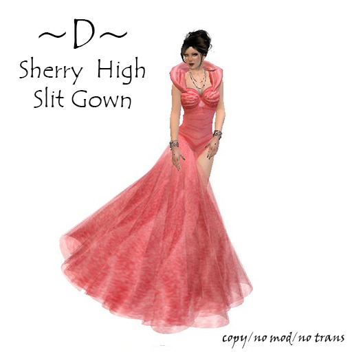 ~D~ Sherry High Slit Gown - Pink