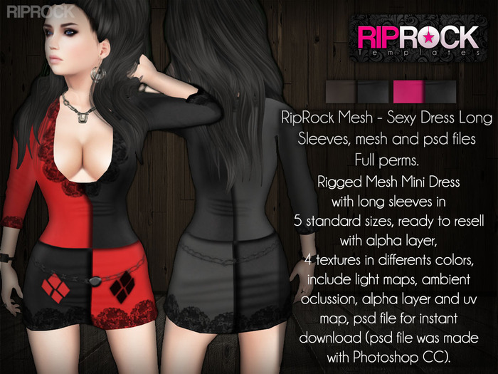 RipRock Mesh - Sexy Dress Long Sleeves full perms