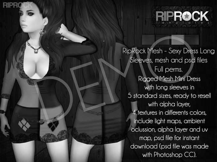 DEMO RipRock Mesh - Sexy Dress Long Sleeves full perms