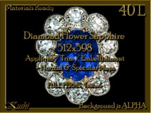 Diamond Flower Sapphire 512x598 Applique / Embellishment / Trim with Alpha Full Perms Materials Ready