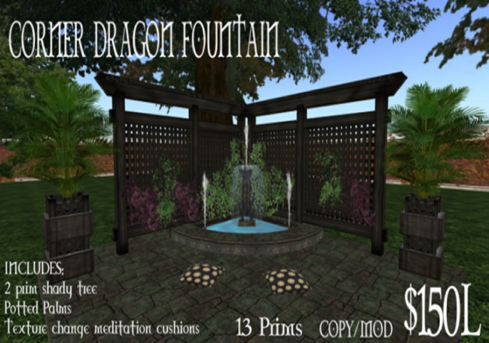 Corner dragon fountain