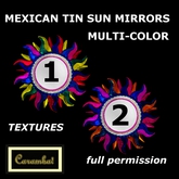 Mexican tin sun mirrors multi-colored (textures)
