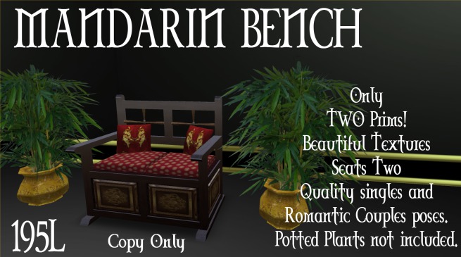 Mandarin Bench (2 Prims) Boxed