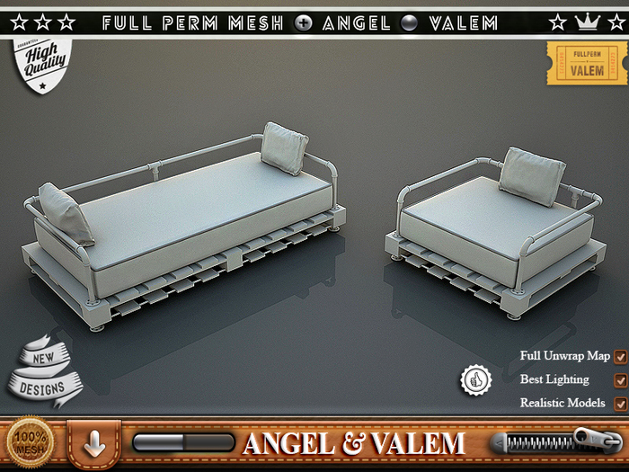 .::VALEM::. Full Perm Mesh Great Piping Sofa Set