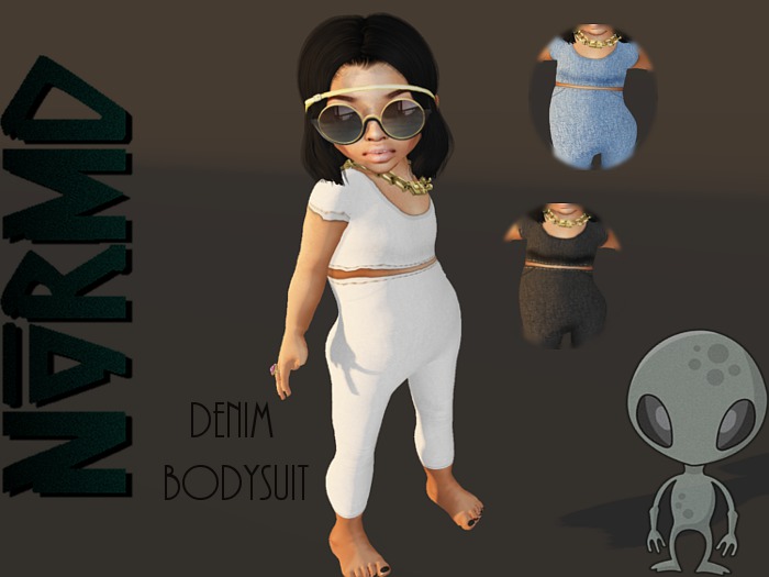 NVRMD. Denim Body Suit - White