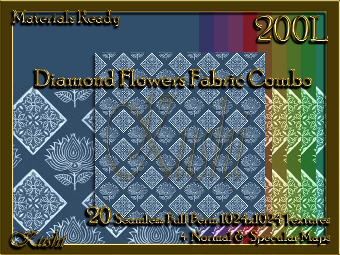 Diamond Flowers Fabric Combo Seamless Textures Materials Ready Full Perms 1024x1024