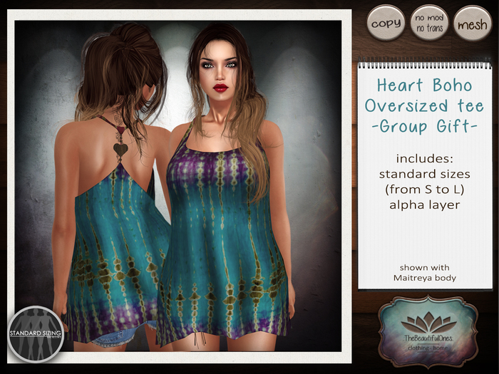 .:TBO:. Heart boho oversized tee