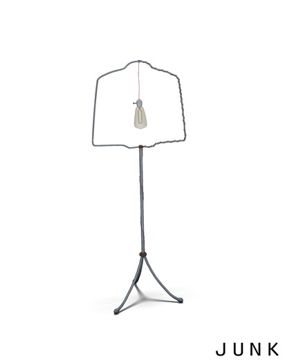 junk. upcycled birdcage lamp