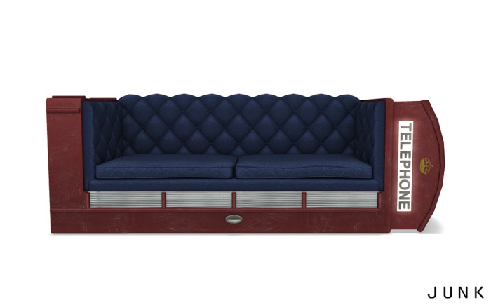 junk. telephone box couch. navy.