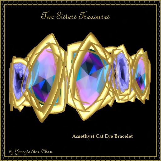 Second Life Marketplace TST Fan Amethyst Cat Eye Bracelet