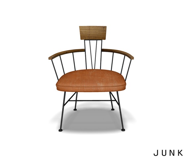 junk. prudence chair. orange leather.