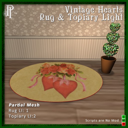 Vintage Hearts Rug and Topiary Light