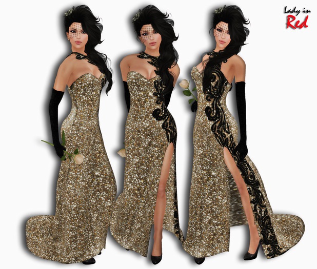 Lady in Red - Kristina (gold) - Strapless Prom Dress