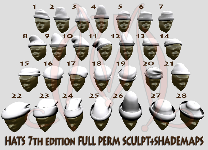 Hats 7th edition FULL PERM SCULPT+SHADEMAPS cap bonnet