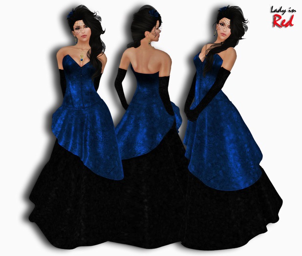 Lady in Red - Fiona (blue) - Strapless Bridal Corset Dress