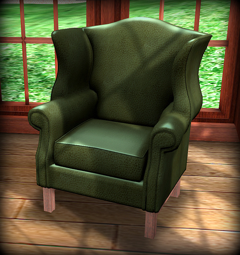 EMERALD LEATHER WING CHAIR MESH