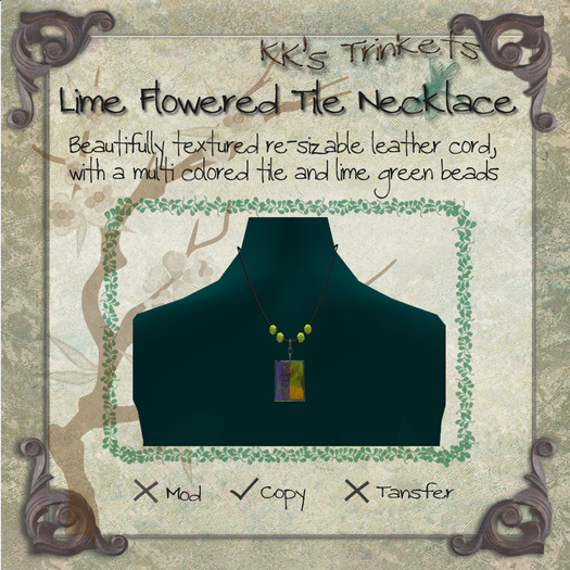 Lime Flower Tile Necklace