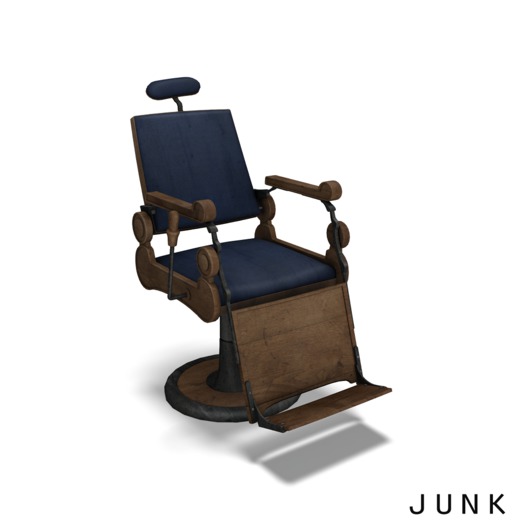 junk. vintage barbers chair. navy.