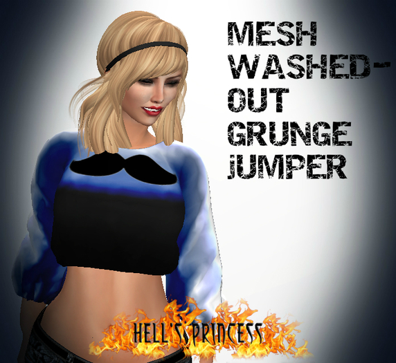 .:Hell's Princess:. Mesh Blue Vivid Moustache Sweater