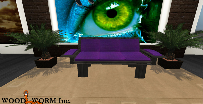 A purple couch with sit animations for singles and couples. All in all 30 animations