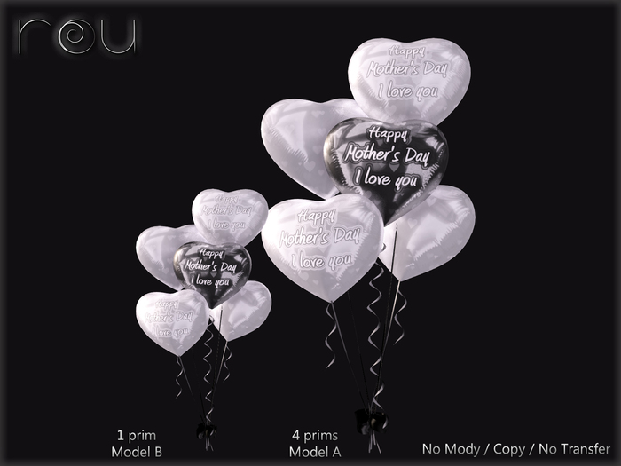 :-: Globos Heart H Mother's White :-: