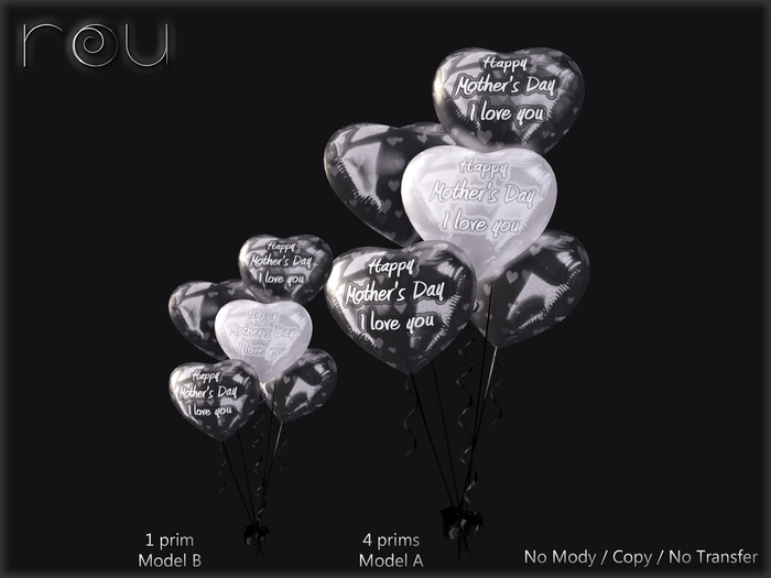 :-: Globos Heart H Mother's Black :-: