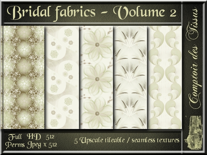 Bridal fabrics - Volume 2 - 5 FULL PERMS Textures