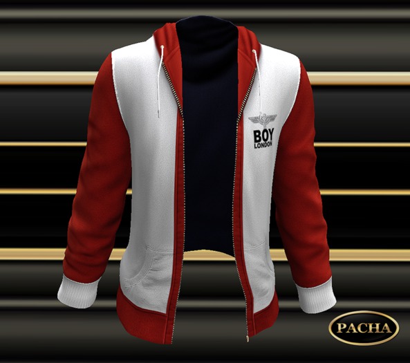 Open Hoodi   white with red BOY LONDON