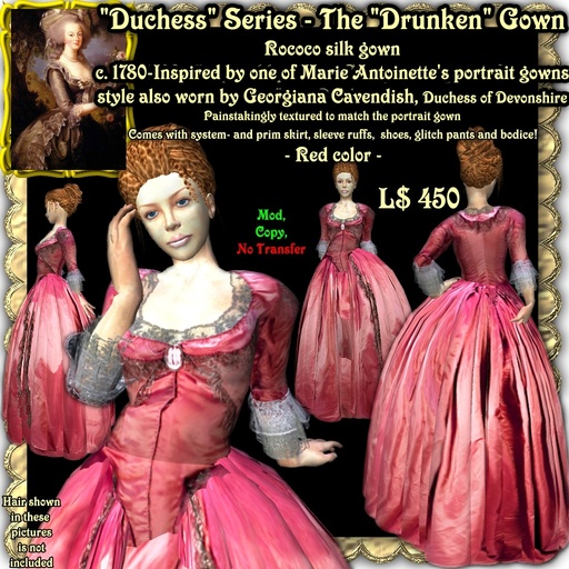 Wunderlich's "Drunken" - red Rococo silk gown