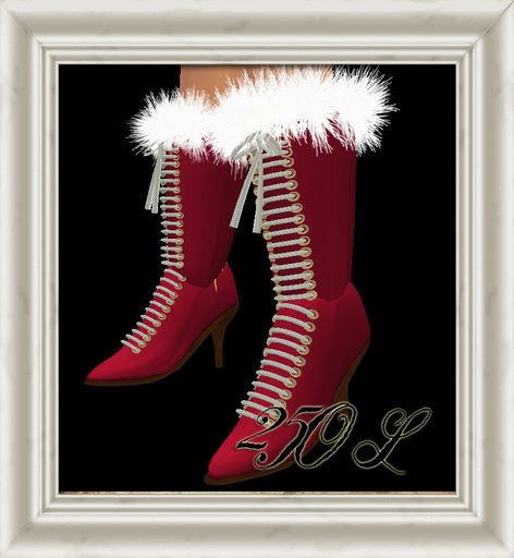 Shabby Chic Red Boots with Fur on Top