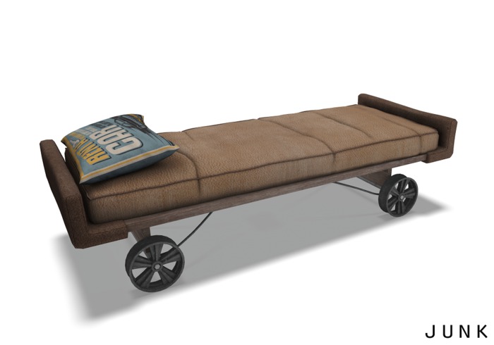 junk. telephone box couch. chocolate.