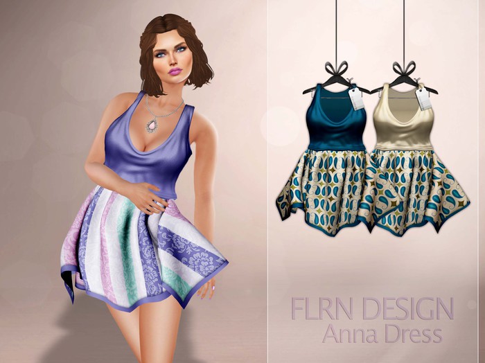 Anna Dress Blue&Cream