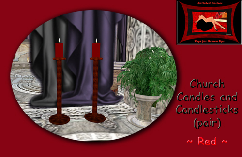 Satiated Desires:  Candlesticks with particle flames - Red