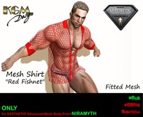 KGM Design - "Red Fishnet" Half-Unbuttoned Shirt