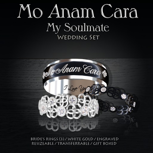 Exquisite Mo Anam Cara White Gold Bride's Rings