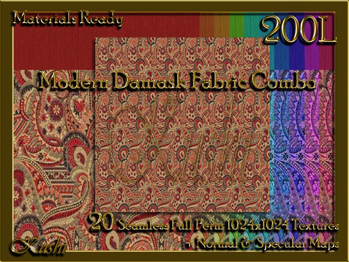 Modern Damask Fabric Combo Seamless Textures Materials Ready Full Perms 1024x1024