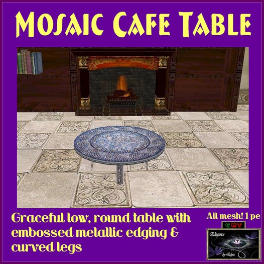 *EbE* Mosaic Cafe Table (blue wave)