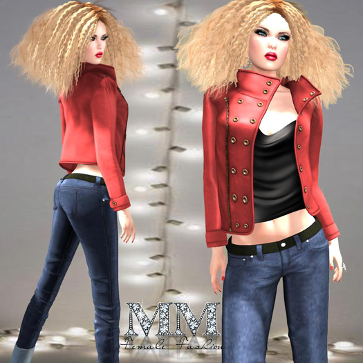 M&M-VIKI JACKET RED JEANS MESH-