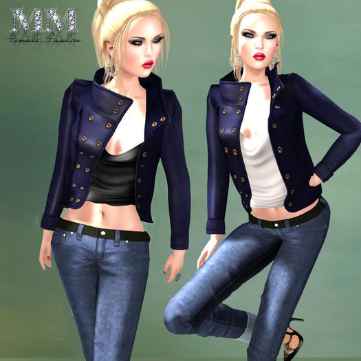 M&M-VIKI JACKET BLUE AND JEANS MESH-