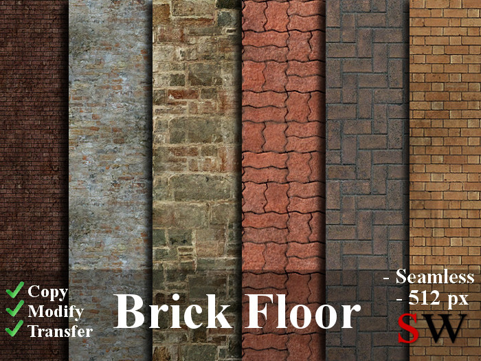 -SW- Seamless Brick Floor Texture Pack -512-