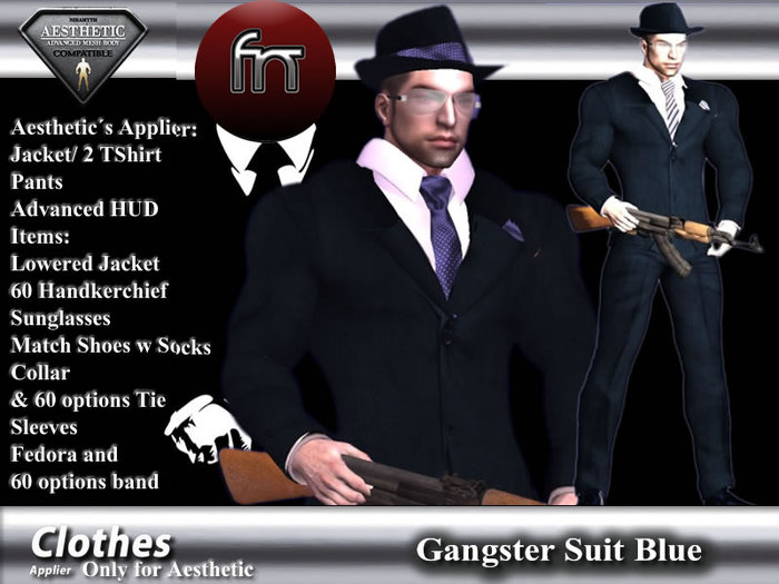 Second Life Marketplace - [FN] Aesthetic Gangster Suit Blue -Box-