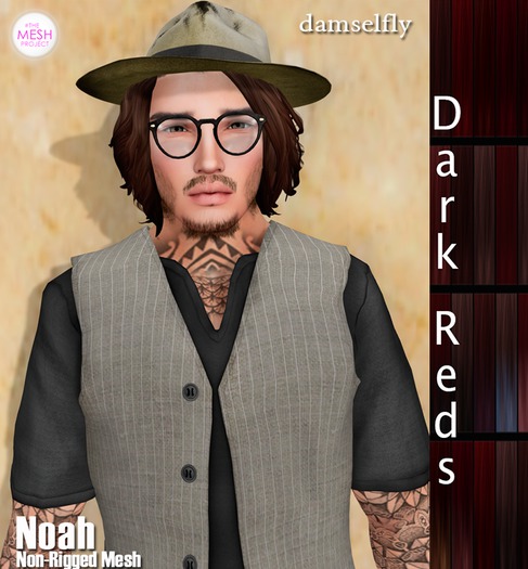 *~*Damselfly*~*Noah Non-Rigged Mesh Dark Reds