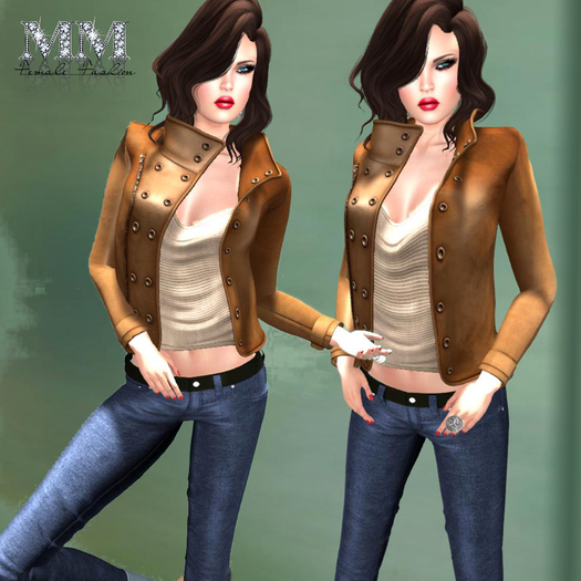 M&M-VIKI JACKET CAMEL AND JEANS MESH-
