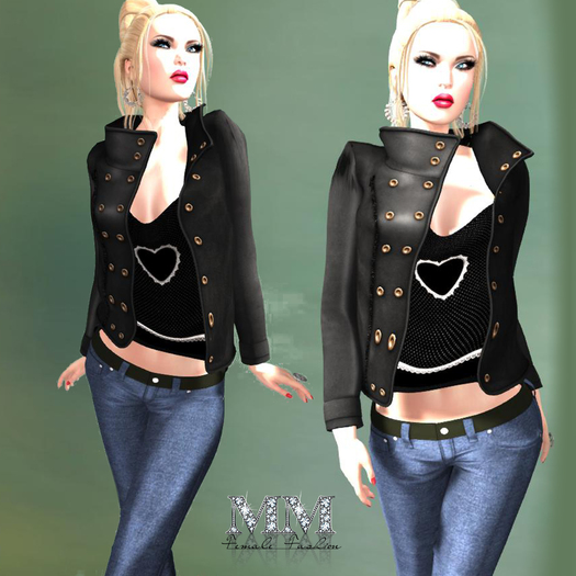 M&M-VIKI JACKET BLACK AND JEANS MESH-
