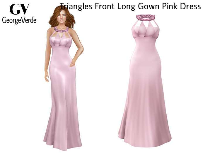 GV21052 Triangles Front Long Gown Pink Dress