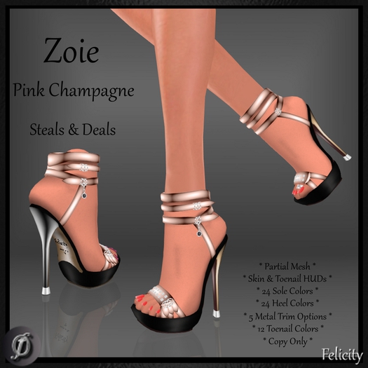 SALE! Shoes - *Felicity* Zoie Stilettos - Pink Champagne High Heels (24 Sole Colors, 24 Heel Colors, 5 Metal Trims)