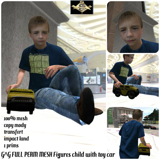G^G FULL PERM MESH Figures child with toy car