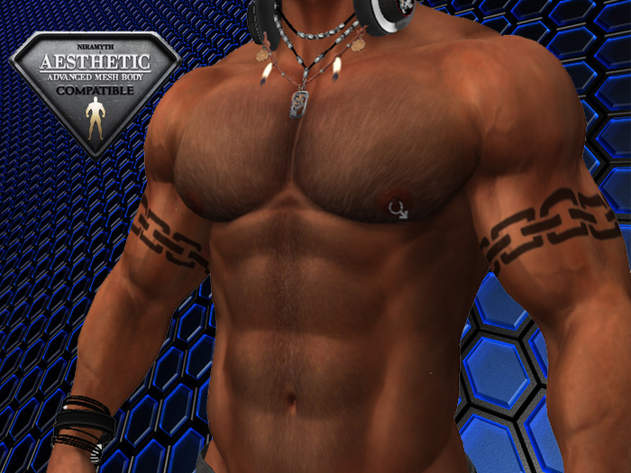 Body Hair (Light) for Torso-front with Chain Armband